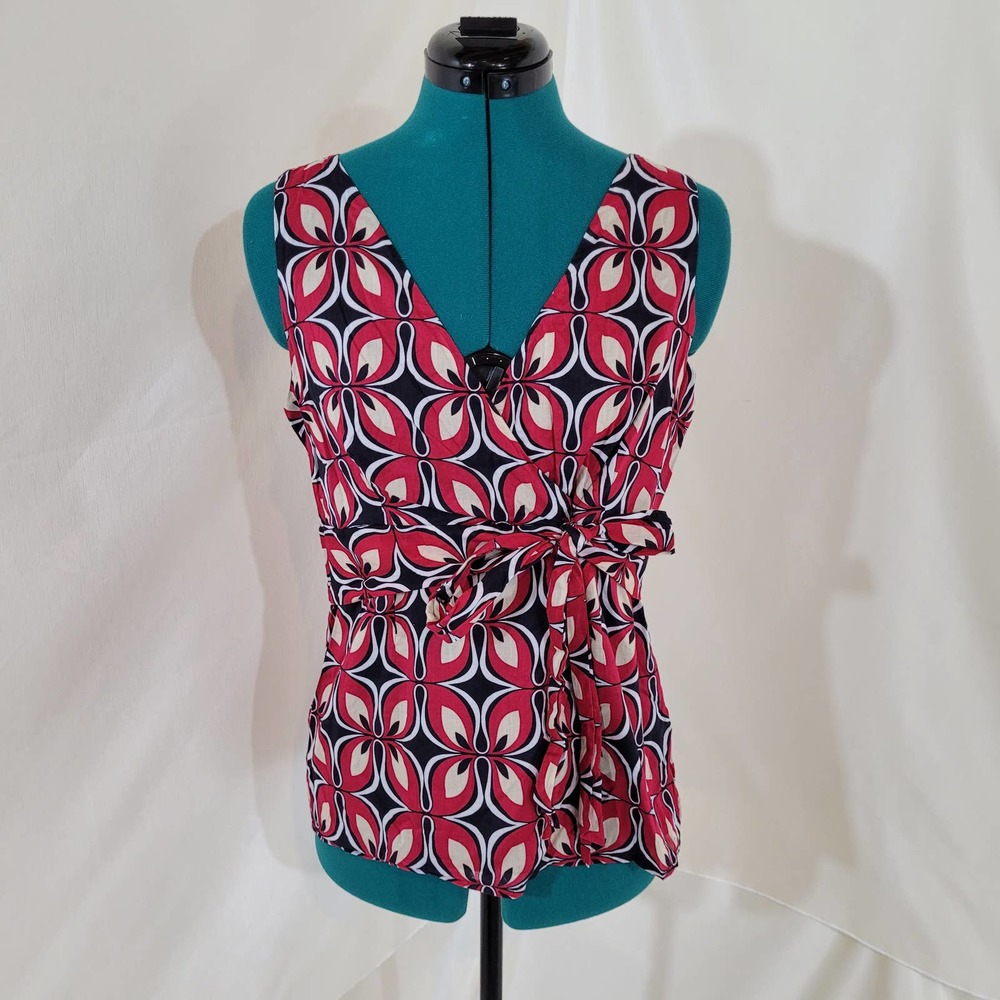 Ann Taylor Geometric Print Side Zip Up Blouse - Size 8